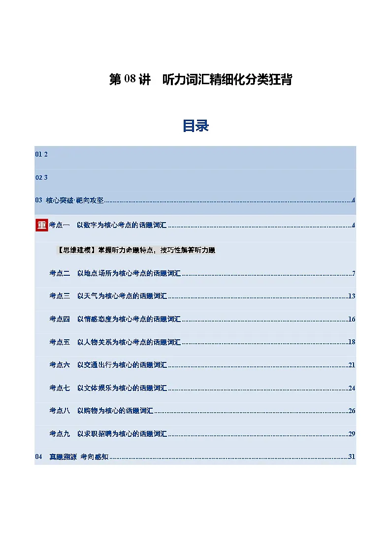 高考英语一轮-听力词汇(读音标记单词+汉译英检测+英译汉检测)(学生版)第1页