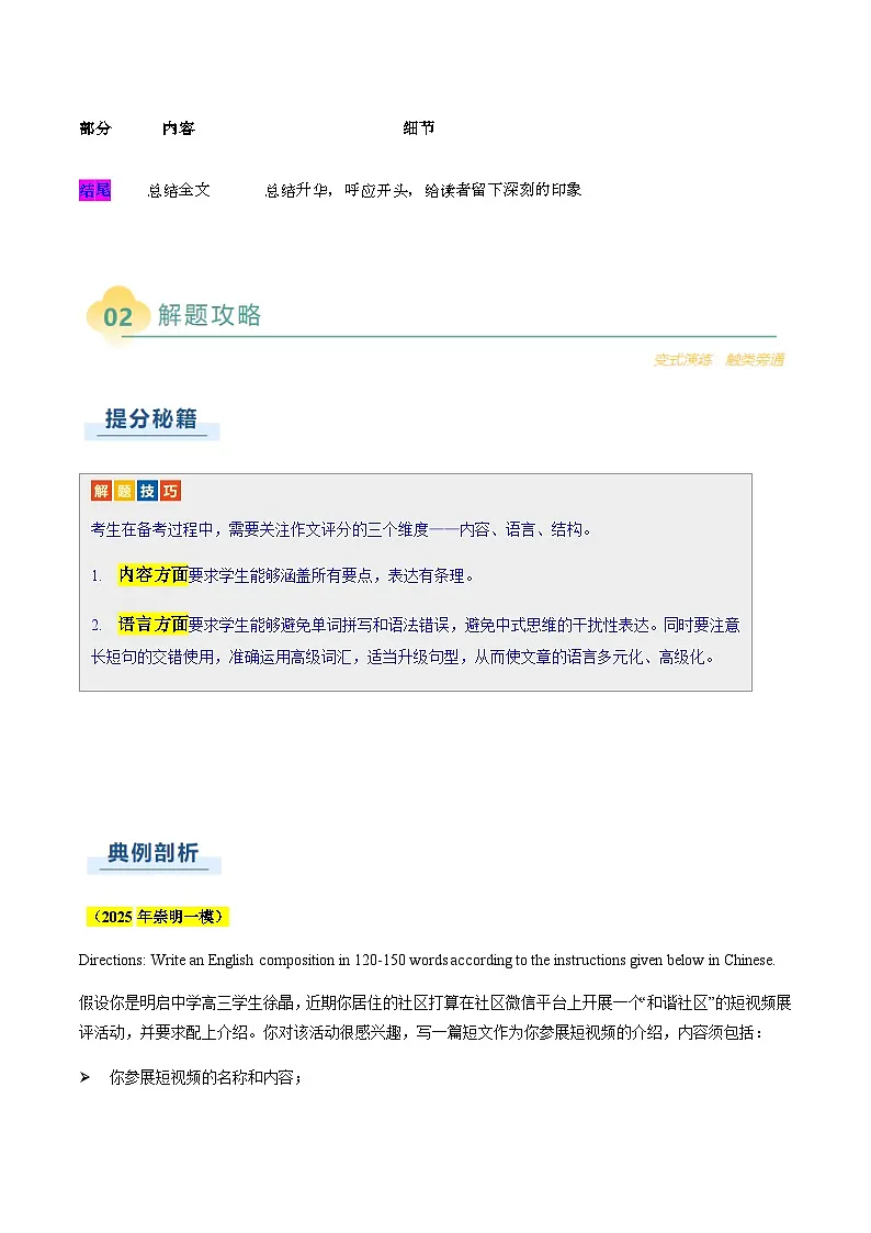 上海高考英语二轮讲义-英语写作之夹叙夹议文(原题版)第3页