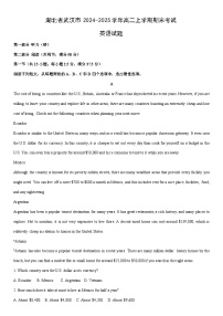 2024-2025学年湖北省武汉市高二上学期期末考试英语试卷(学生版)