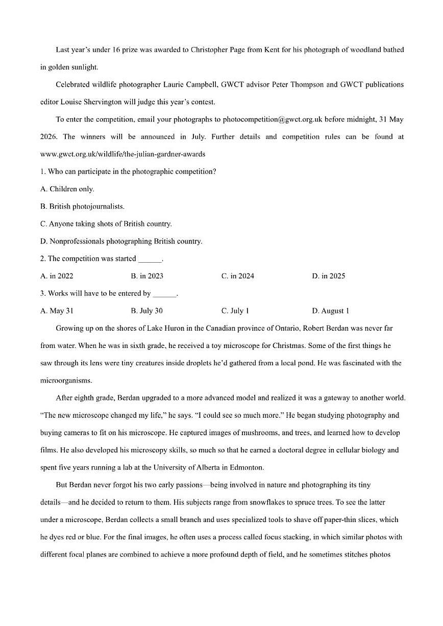 2025-2026学年湖南汉寿县第一中学高二上学期2月期末考试英语试题(含答案)第3页