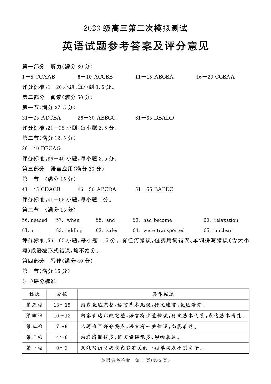 英语答案第1页