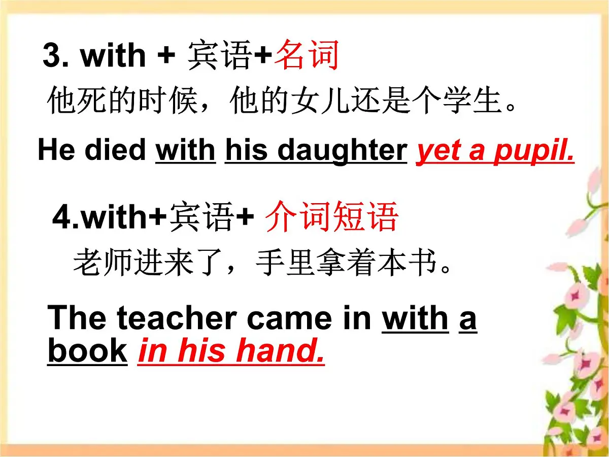 高考英语二轮复习课件:with复合结构整理第5页