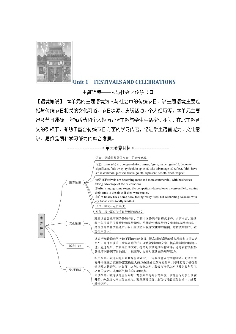 （新）人教版英语必修第三册学案：Unit 1 FESTIVALS AND CELEBRATIONS Section Ⅰ　Listening and Speaking（含答案）01