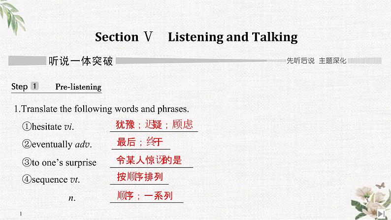 (新)人教版英语必修第三册课件:Unit 5 THE VALUE OF MONEY Section Ⅴ Listening and Talking01