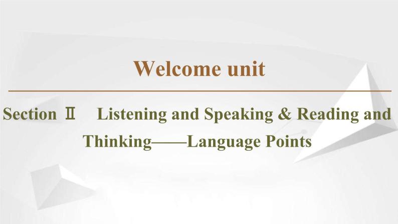 （新）人教版高中英语必修第一册课件课件：Welcome unit Section Ⅱ Listening and Speaking & Reading and Thinking——Language Points01