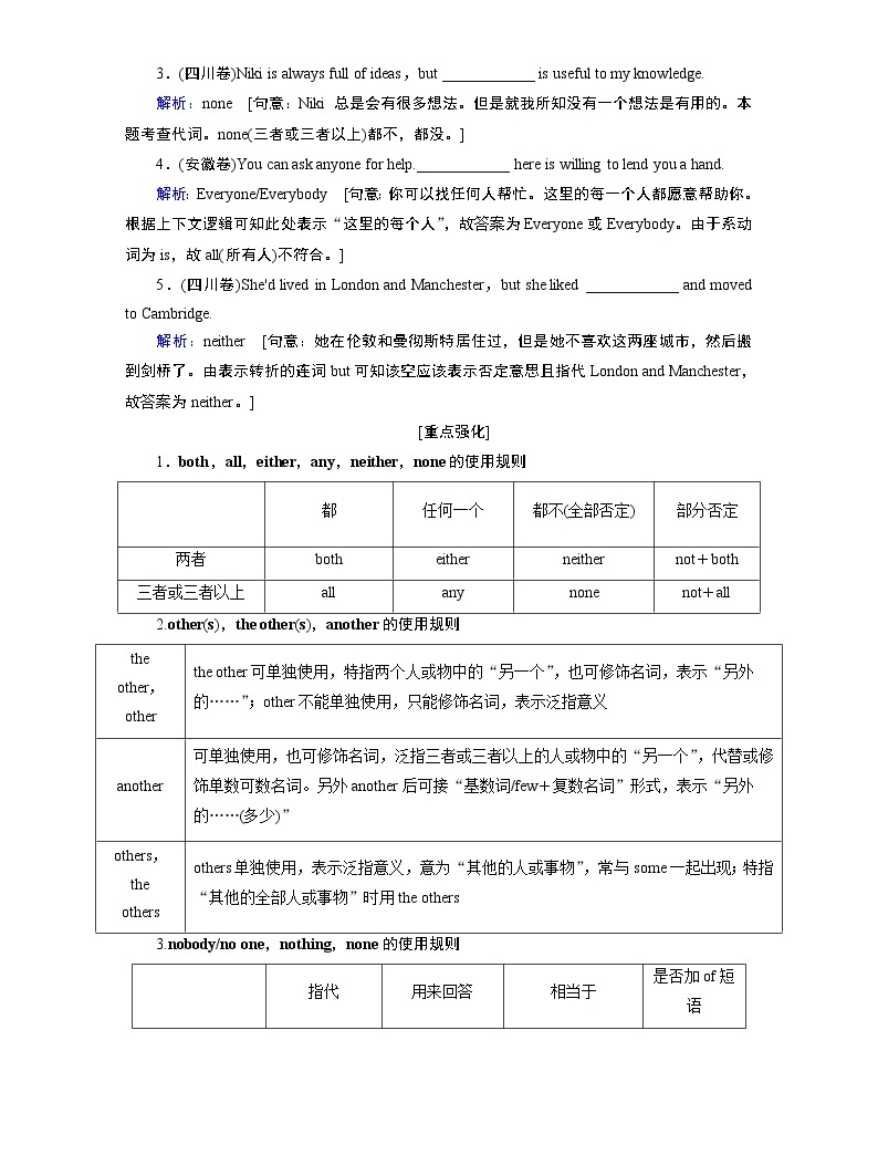 2020屆高考英語二輪復習教師用書:第一板塊專題三第二講代詞和介詞04