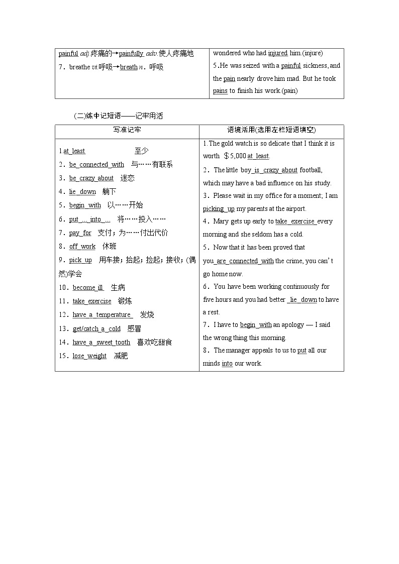 2020版新高考一轮复习英语新课改·外研版讲义：必修二Module1OurBodyandHealthyHabits02