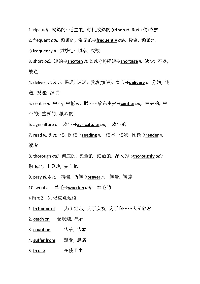 2021版高考英语新课程译林版一轮复习核心知识自查学案:选修9Unit4 Behindbeliefs02
