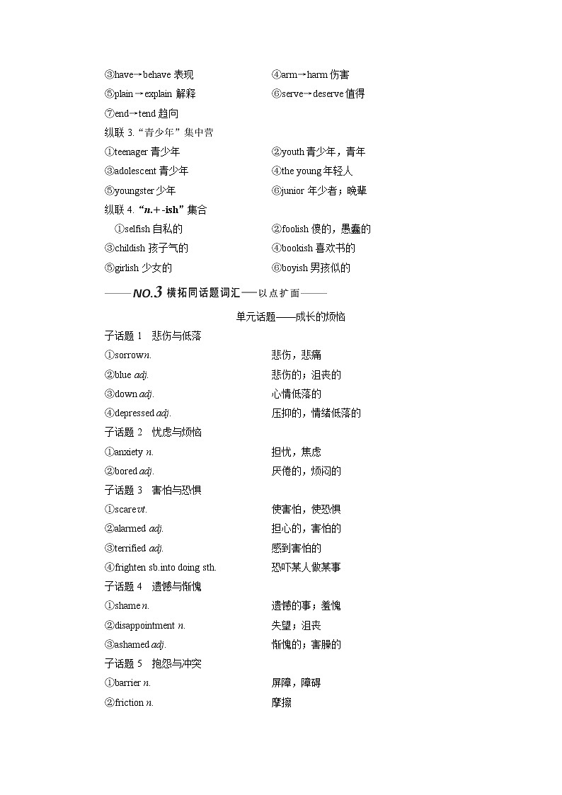 2020版一轮复习英语译林全国版学案:必修1Unit2Growingpains第3页