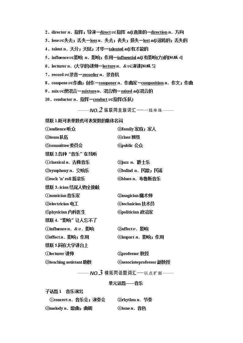 2020版高考英语新设计一轮复习外研全国版讲义:必修2Module3Music02