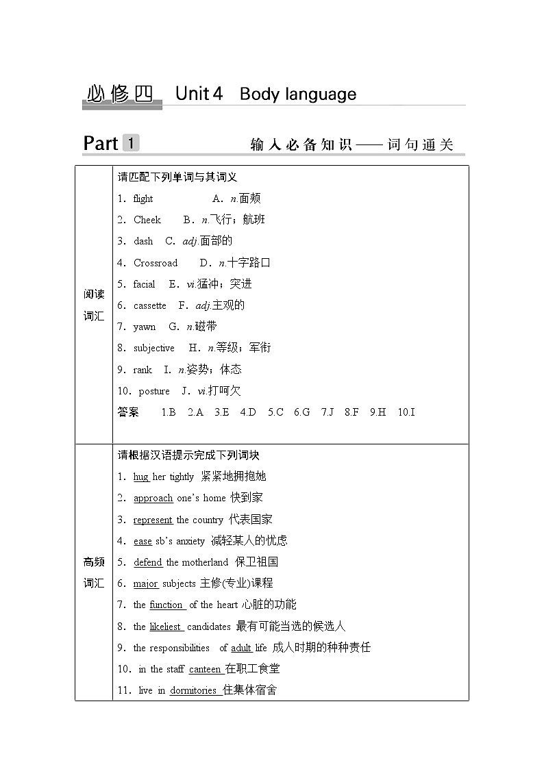 2020版高考英语新设计大一轮人教新高考(浙鲁京琼)版讲义:必修四Unit401