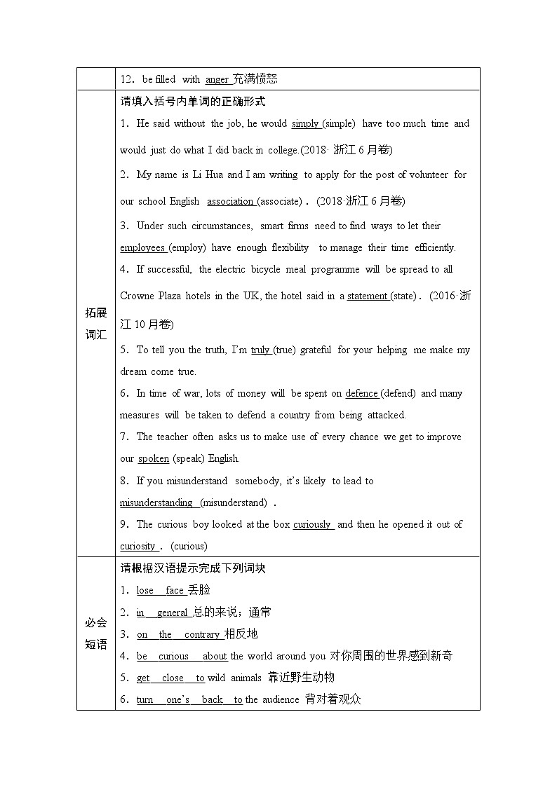 2020版高考英语新设计大一轮人教新高考(浙鲁京琼)版讲义:必修四Unit402