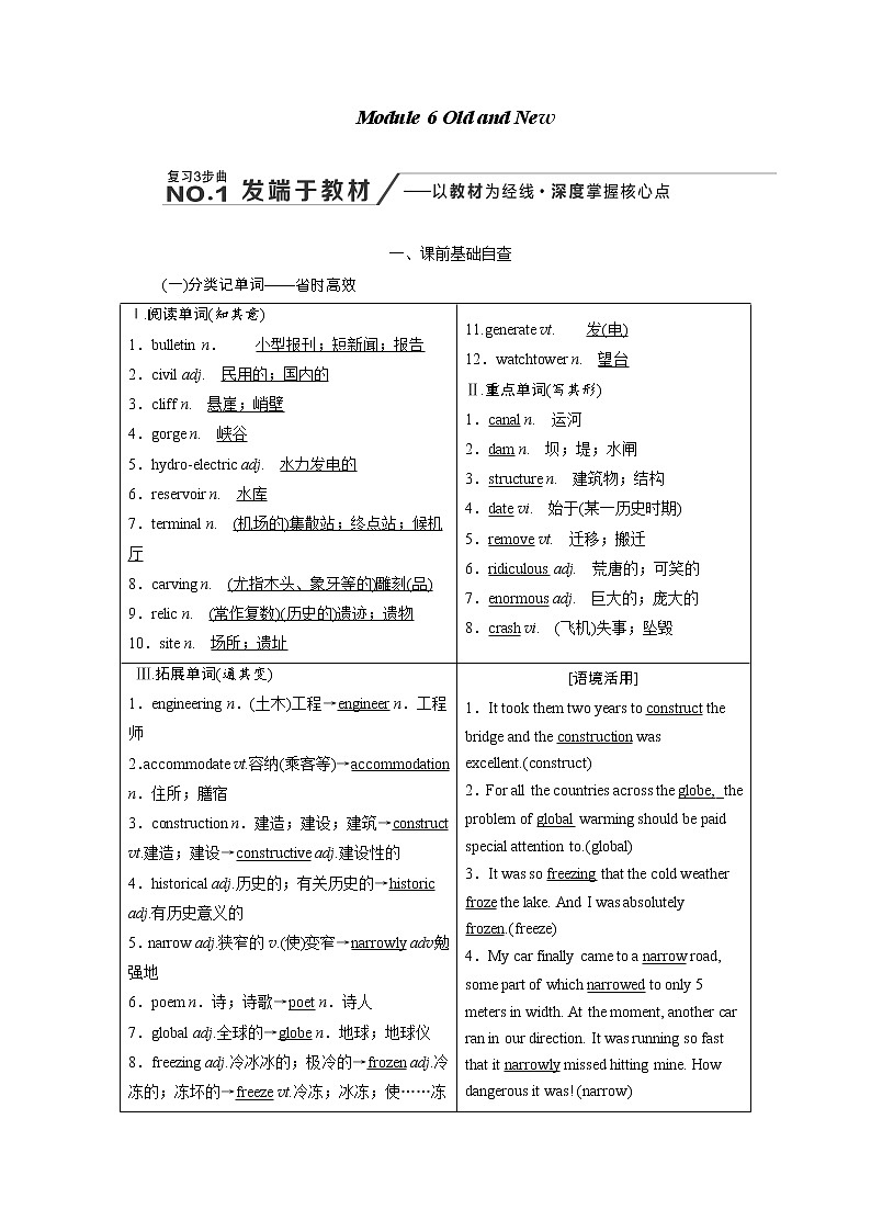 2020版高考英语新创新一轮复习外研版讲义:必修3Module6OldandNew01