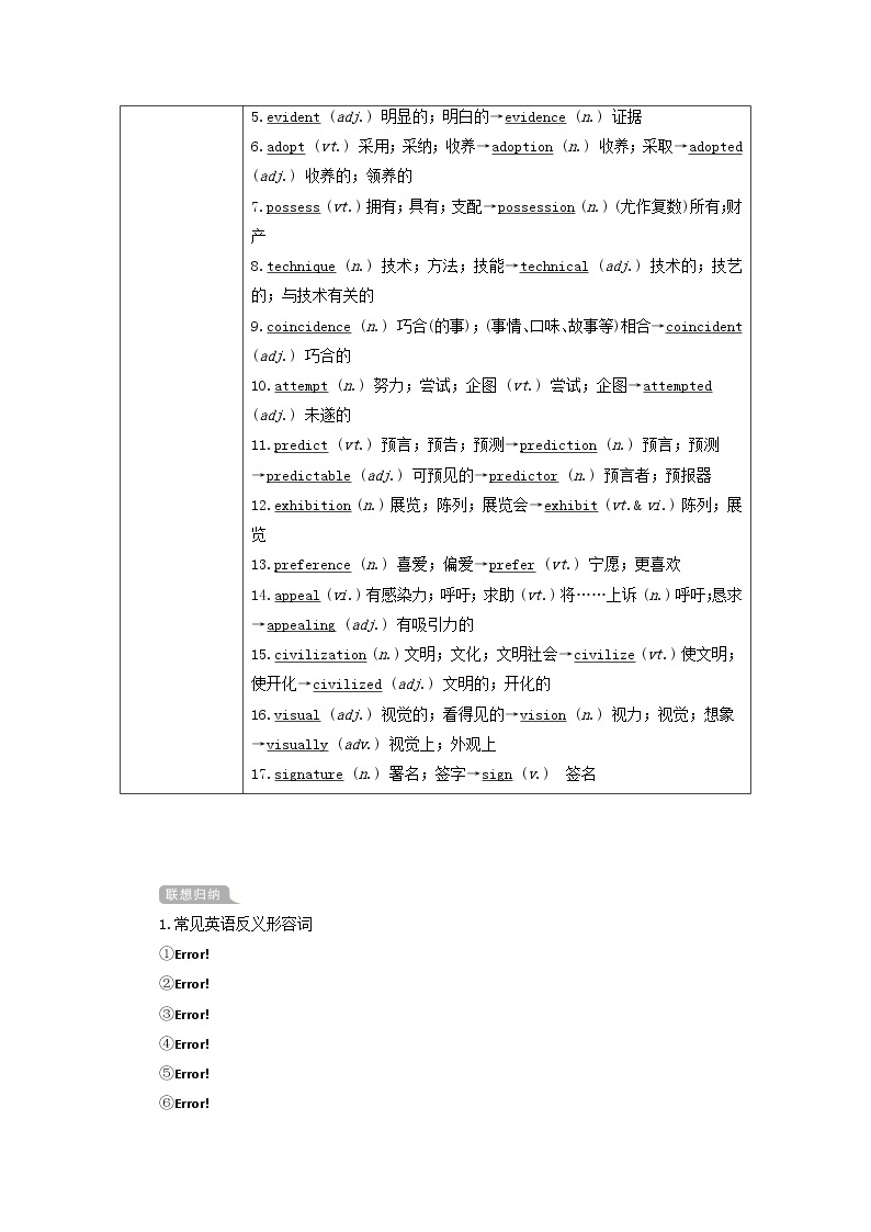 2021届高考一轮复习梳理点拨学案：人教版选修6Unit1Art02