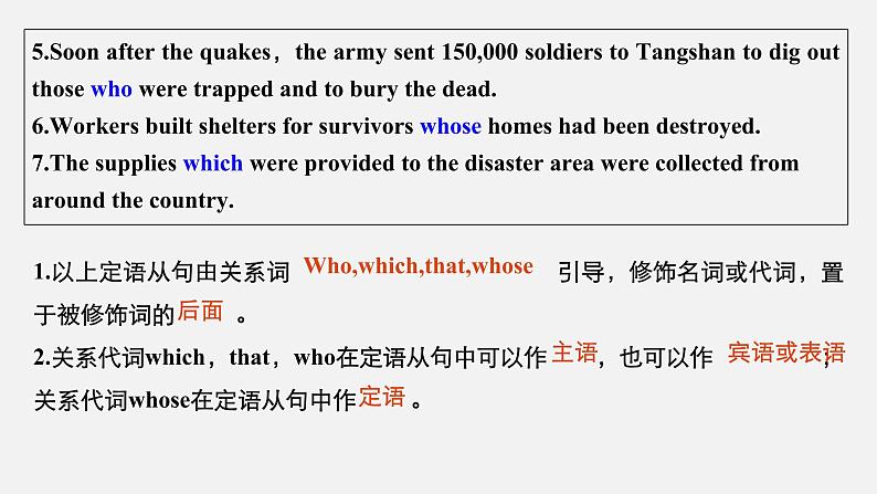 Unit 4 Natural Disasters Period Three Discovering Useful Structures—Restrictive Relative Clauses(1)精品课件05