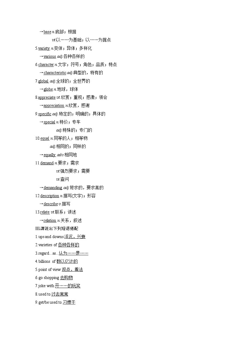 人教版新版必修一:Unit 5 Languages around the world单元知识复习教案02