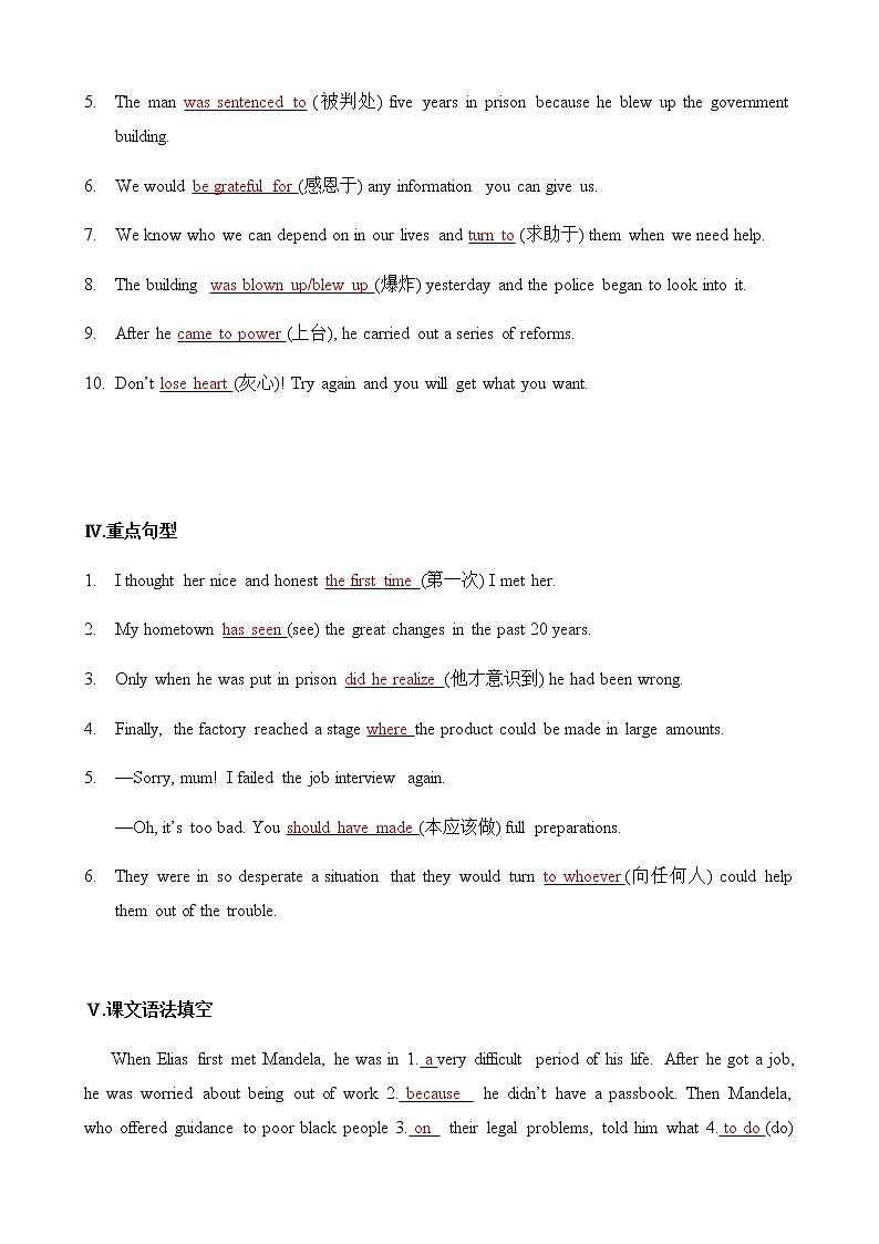 必修1 Unit5 Nelson Mandela—a modern hero(核心素养过关练)-2021年高考英语一轮复习学与练03