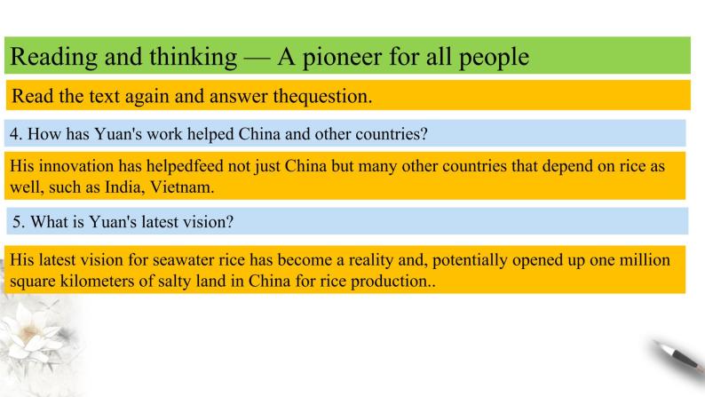 Unit 5 Working the land Review5.1 Reading and thinking 课件08