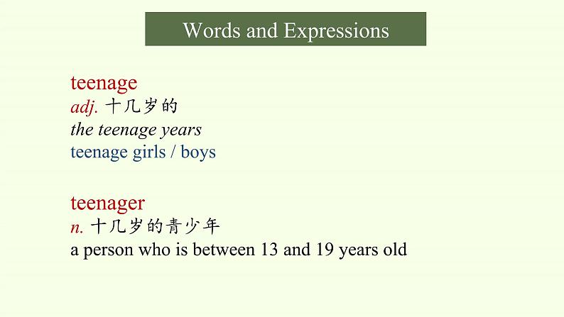 Unit 1 Teenage Life Vocabulary 课件06