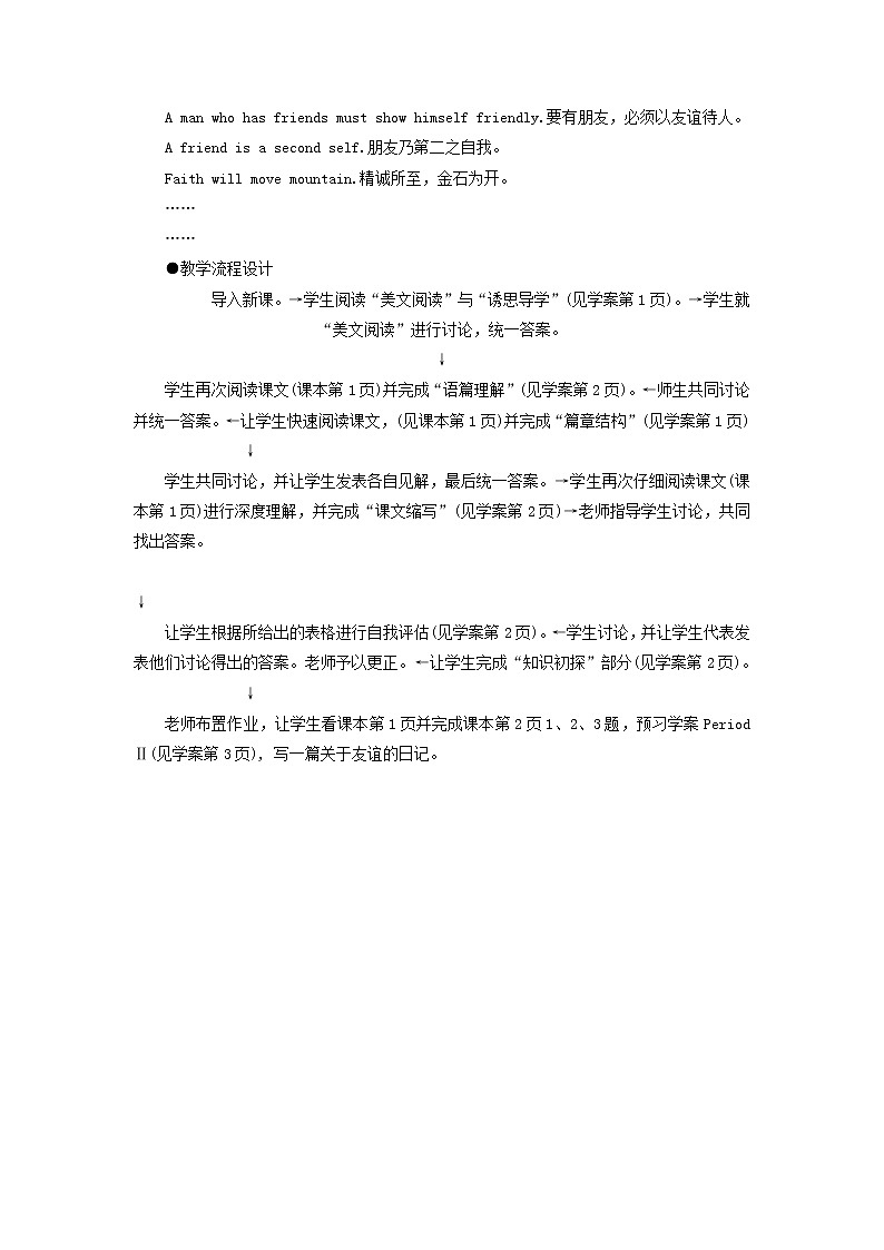 高中英语 Unit 1 Friendship教案 新人教版必修103
