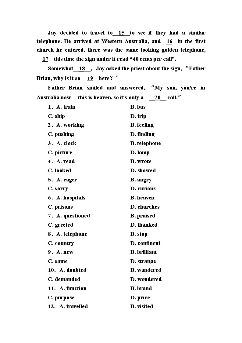 高一英语人教版必修4双基限时练9 Unit 3 Unit 3 A taste of English humour Part 3 Word版含解析03