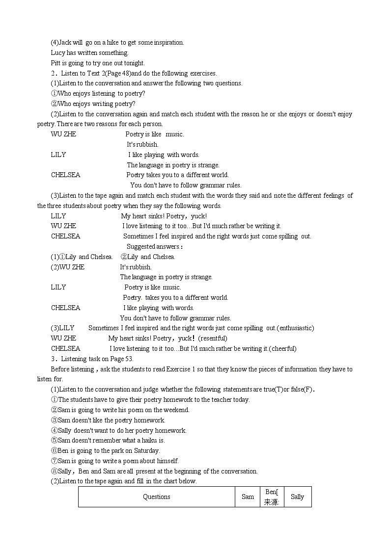 Unit 2 Poems Period 4 Listening and Speaking 优秀教案(人教版选修6)03