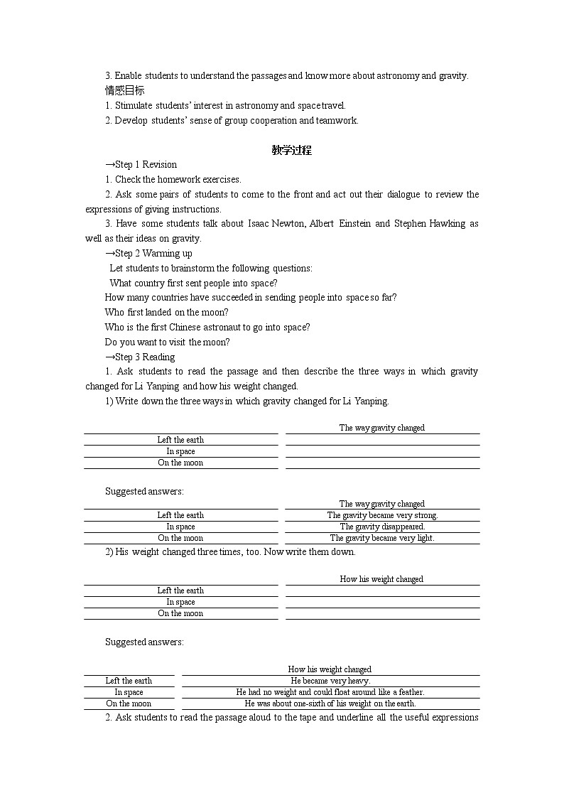 高中英语人教版必修3教案:Unit 4 Period 5 Using language Extensive reading02
