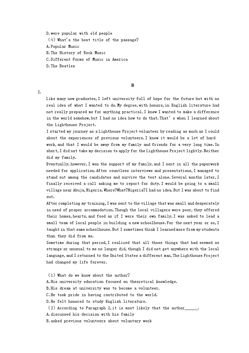 2021年高考英语二轮专题复习《阅读理解》09(含答案)第2页