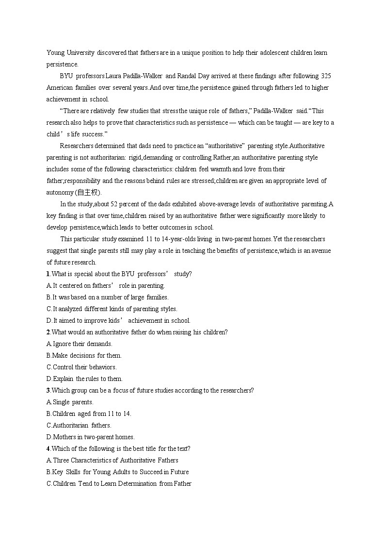 Unit 2 Section D Using Language (Ⅱ) & Assessing Your Progress 试卷02