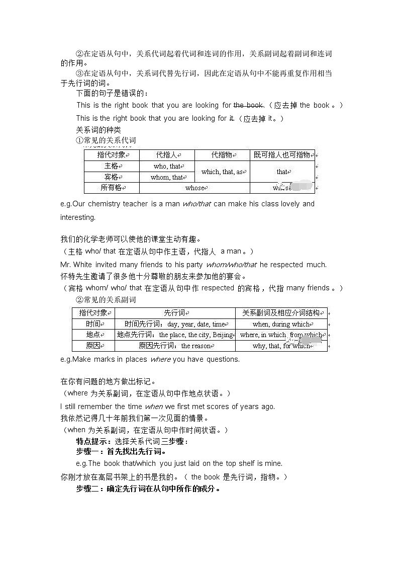 语法解读:英语定语从句讲解与练习02
