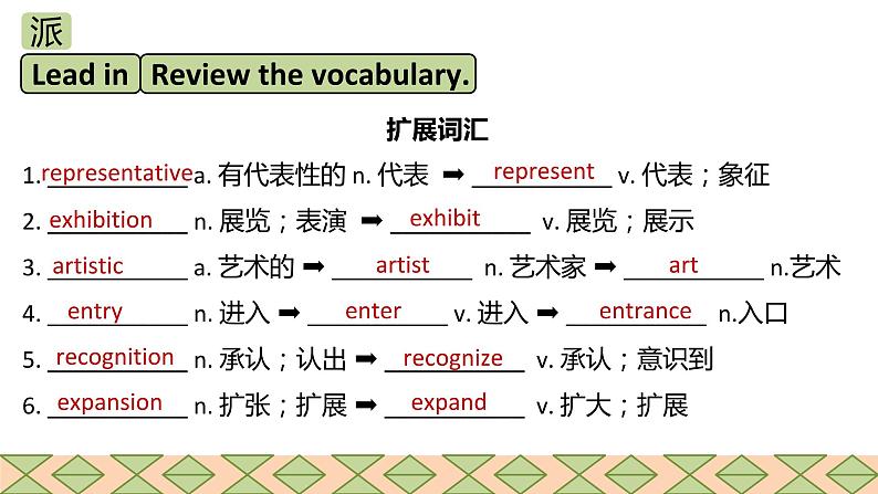 人教版2019高中英语选择性必修第三册Unit 1 Art Period 6 Assessing Your Progress & Project课件(共33张PPT)03