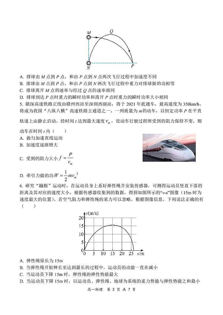 河南省部分名校2020_2021学年高一物理下学期期末考试试题PDF第2页