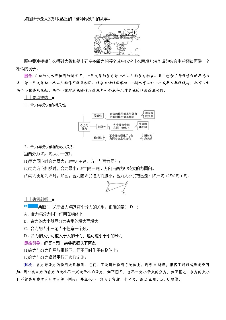 答案 3.4 力的合成和分解—人教版（2019）高中物理必修第一册学案03