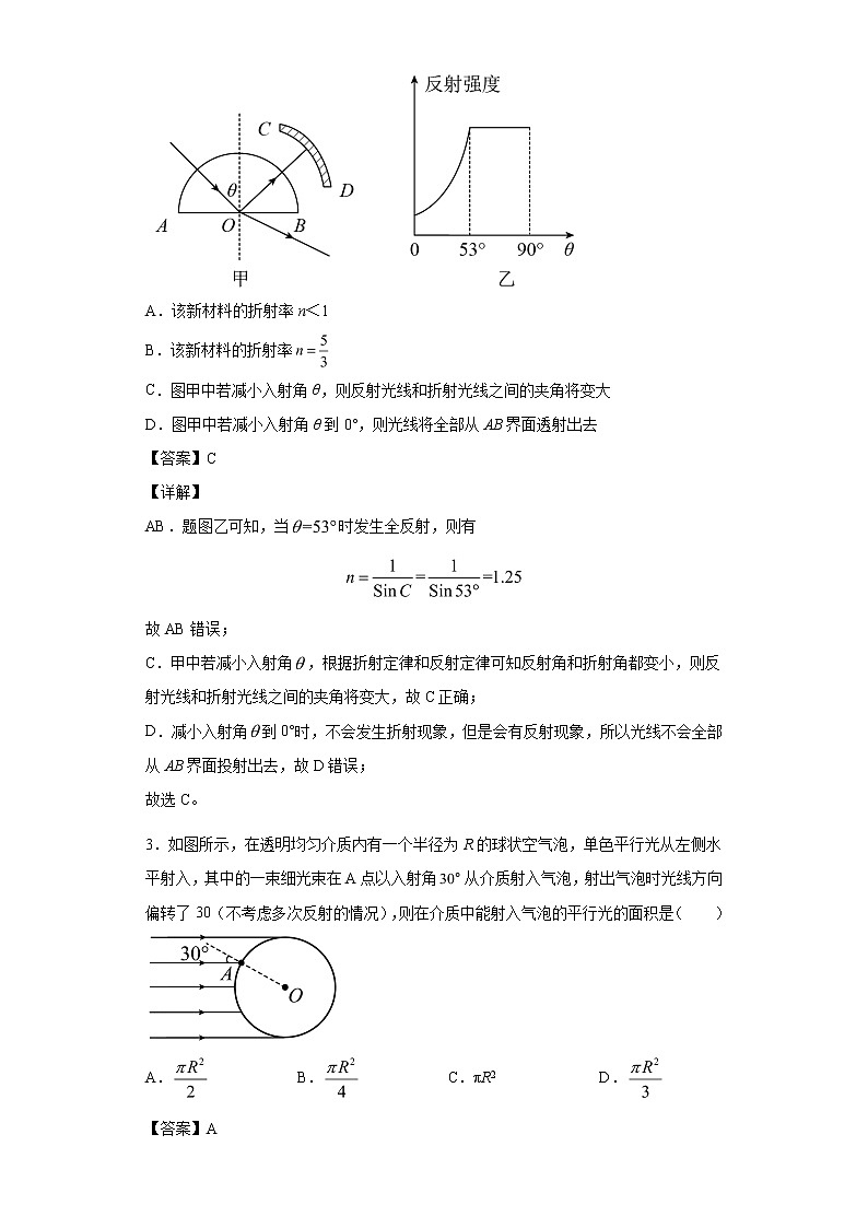 2021-2022学年沪科版(2019)选择性必修第一册 4.2全反射与光导纤维 同步练习(解析版)第2页