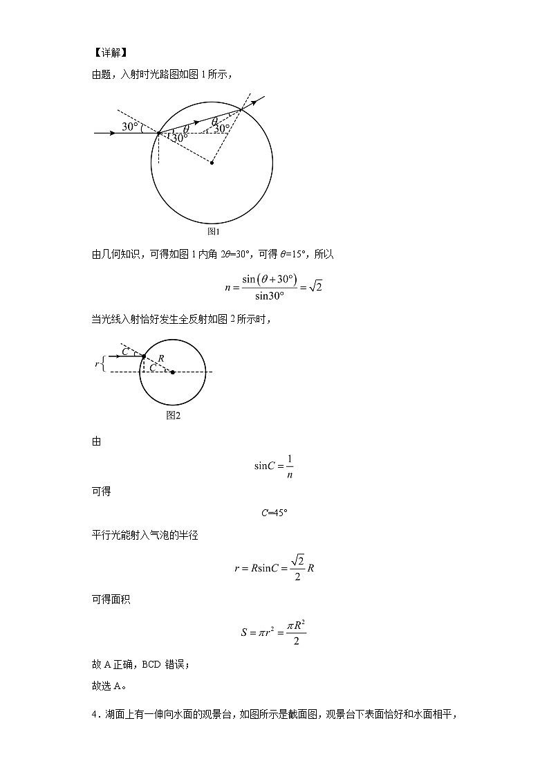 2021-2022学年沪科版(2019)选择性必修第一册 4.2全反射与光导纤维 同步练习(解析版)第3页