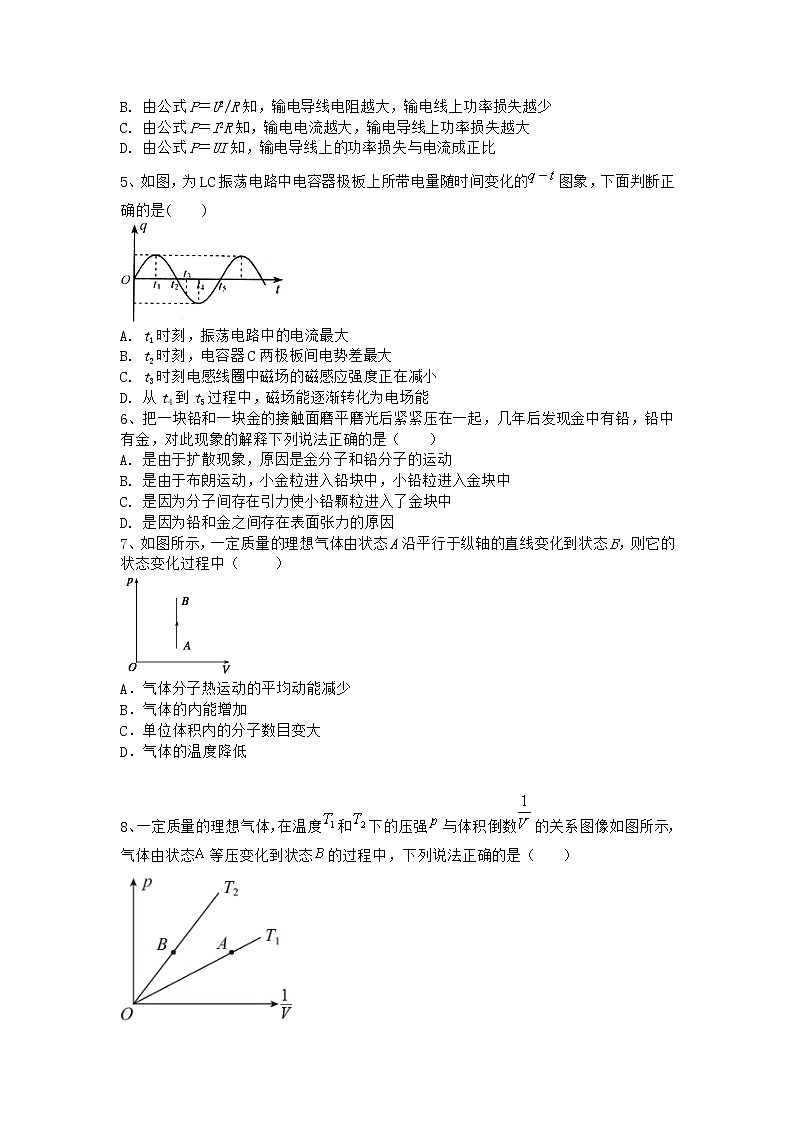 2020-2021学年辽宁省抚顺市重点高中高二下学期期末考试物理试题(Word版)第2页