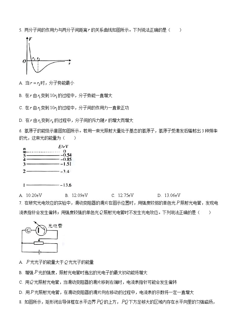 2020-2021学年吉林省白城市高二下学期期末考试物理试题 word版02