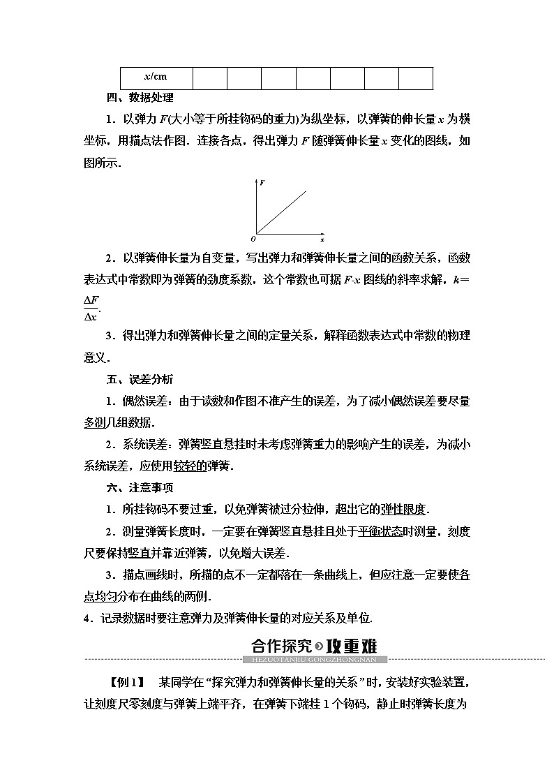 第3章 实验:探究弹力和弹簧伸长量的关系--2021年人教版(新课标)高中物理必修1配套学案第2页