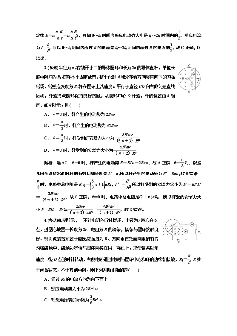 2022高考物理一轮复习课时专练   课时跟踪检测(三十三)　法拉第电磁感应定律　自感　涡流02