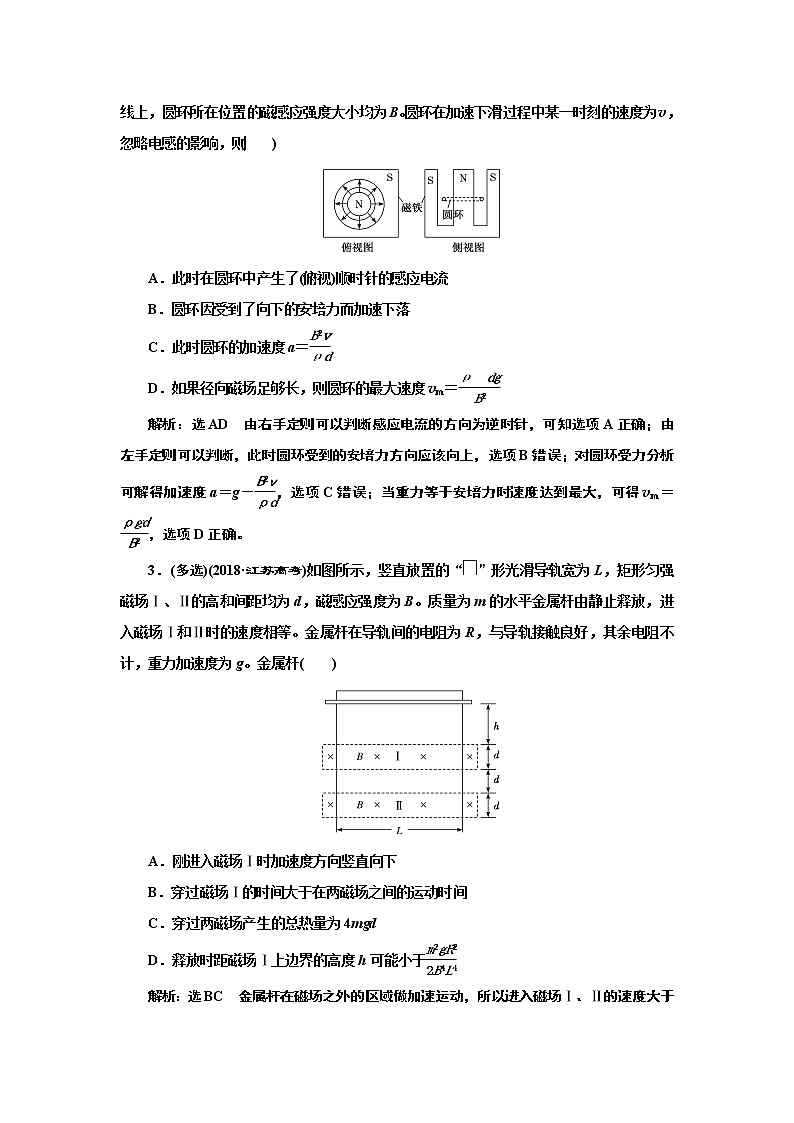 2022高考物理一轮复习课时专练 课时跟踪检测(三十五) 电磁感应中的动力学、动量和能量问题02