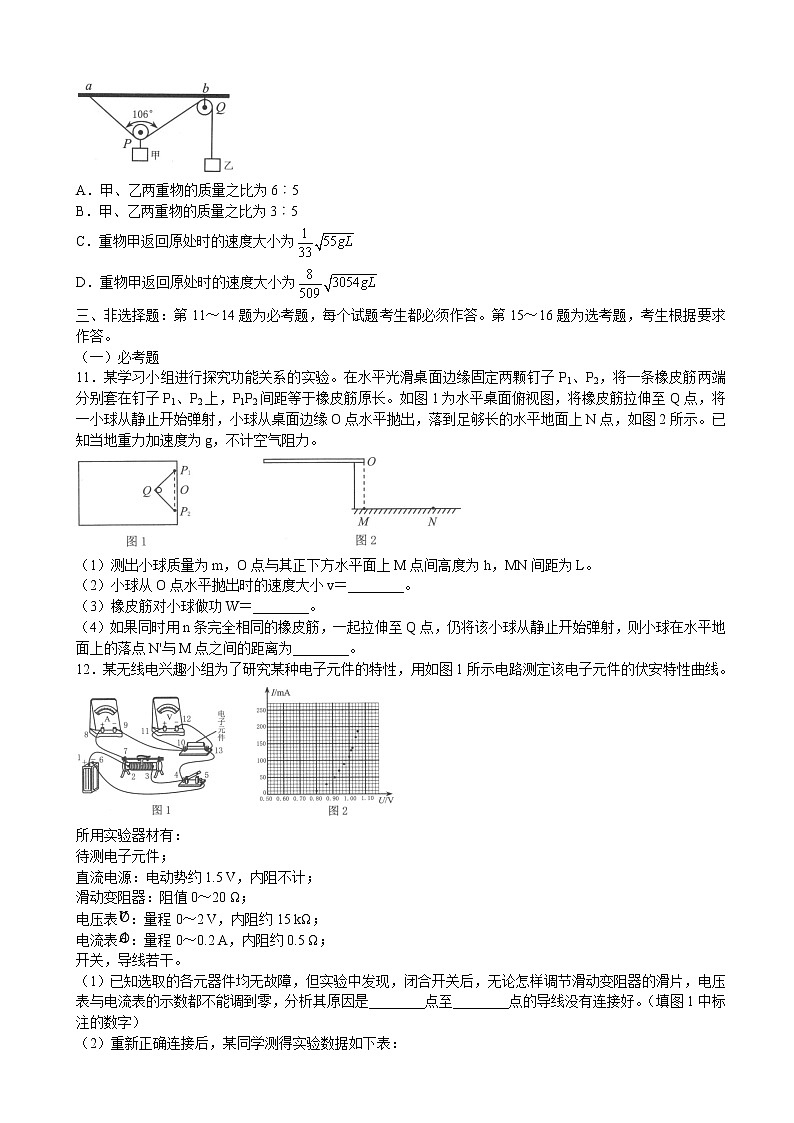 2021届重庆市高三下学期5月第三次联合诊断检测物理试题03