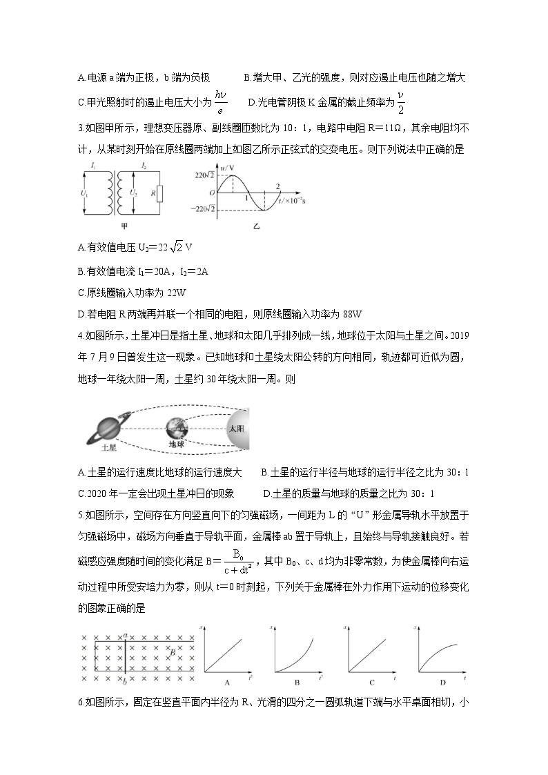 河南省九师联盟2020-2021学年下学期高二6月联考 物理 Word版含答案 试卷02