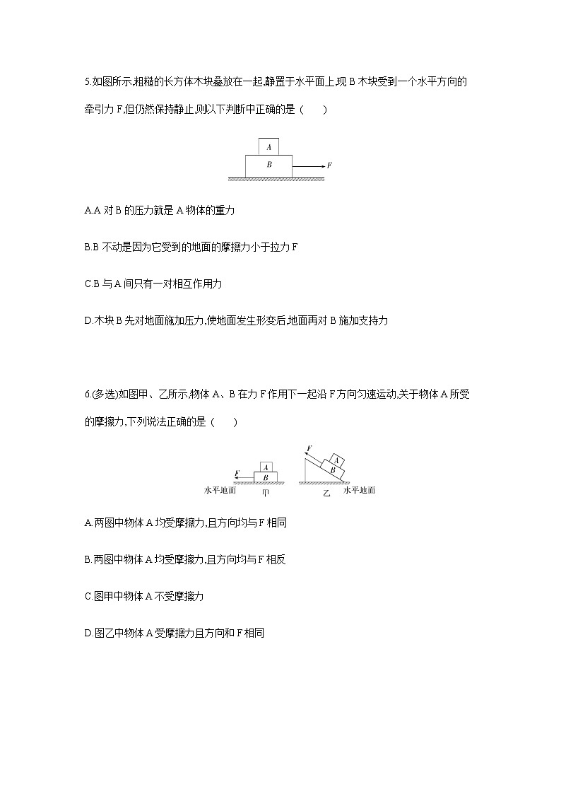 专题强化练5 受力分析-【新教材】人教版(2019)高中物理必修第一册易错专题复习03