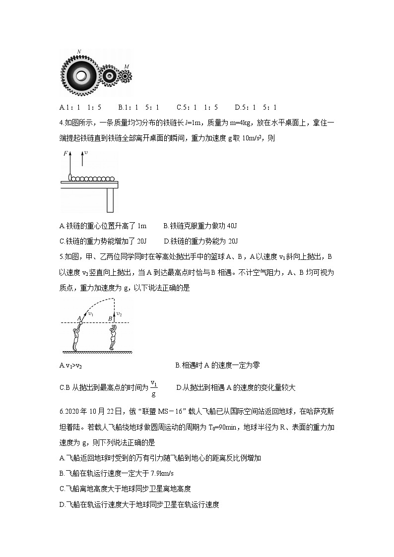2020-2021学年安徽省合肥市六校联盟高一下学期期末联考 物理练习题第2页
