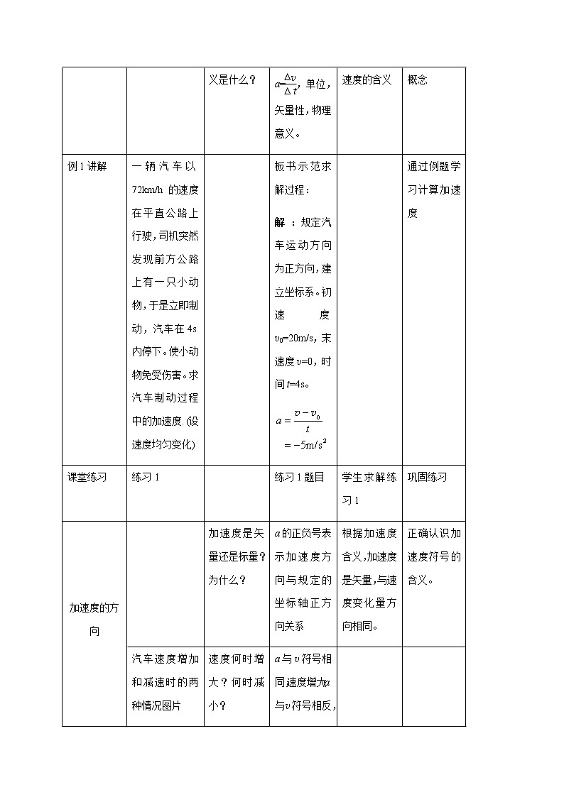1.4 《速度变化快慢的描述——加速度》— 【新教材】人教版(2019)高中物理必修第一册教学设计第3页