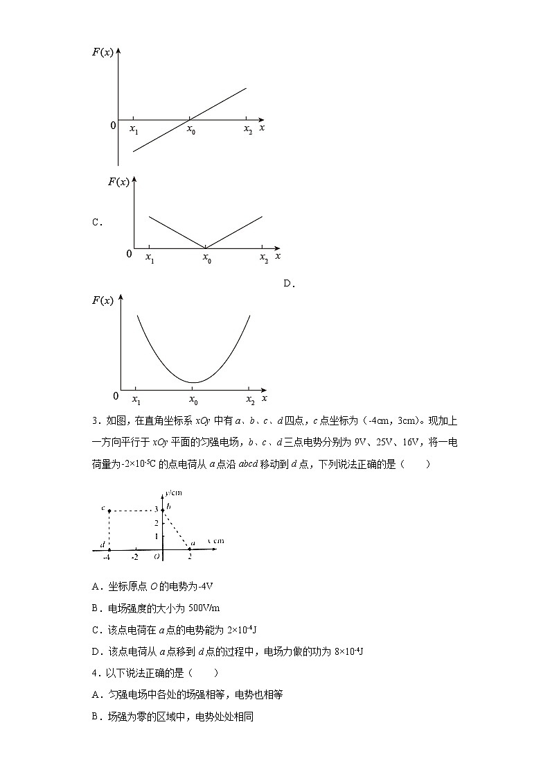 2021-2022学年度高二物理第十章静电场中的能量单元过关检测(暑期衔接练习四)(人教版2019)第2页