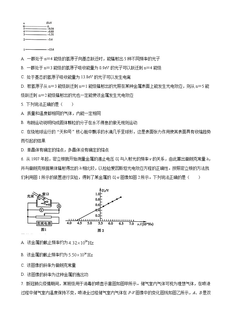 山东省聊城市2020-2021学年高二下学期期末考试物理试题 Word版含答案第2页