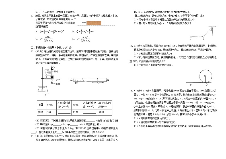2020-2021学年辽宁省葫芦岛市普通高中高一下学期期末学业质量监测考试物理试题02