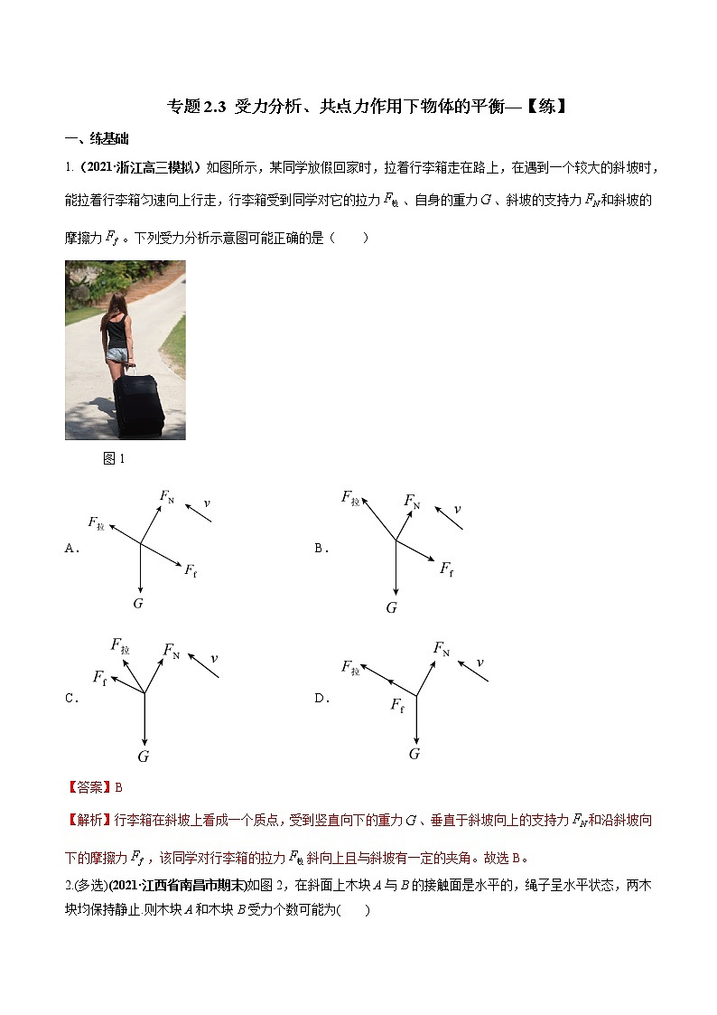 专题2.3 受力分析、共点力作用下物体的平衡—【练】解析版第1页