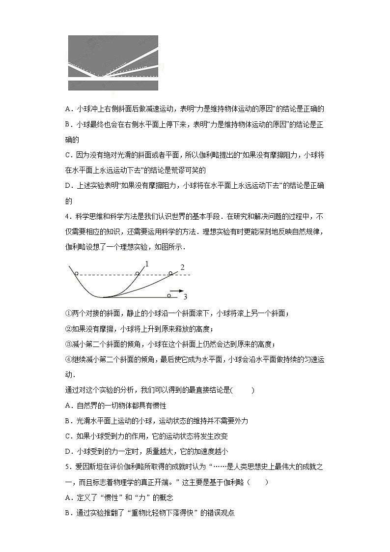 2021年高中物理新人教版必修第一册 4.1牛顿第一定律 课时作业2(含解析) 练习02